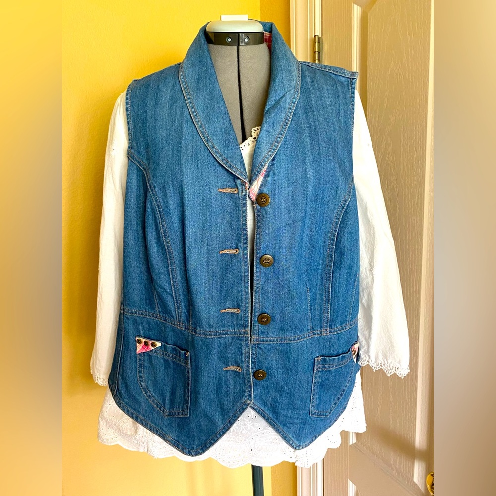 Women Denim Vest Tops Gilet Pocket Sleeveless Casual Biker Shirt Waistcoat XL